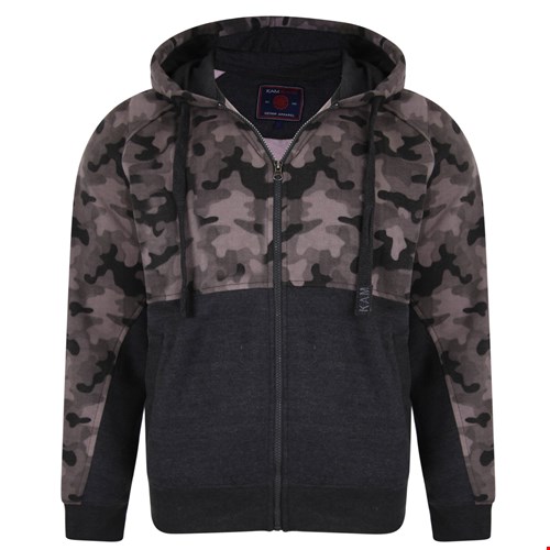 KAM Camo Panelled Zip Hoody